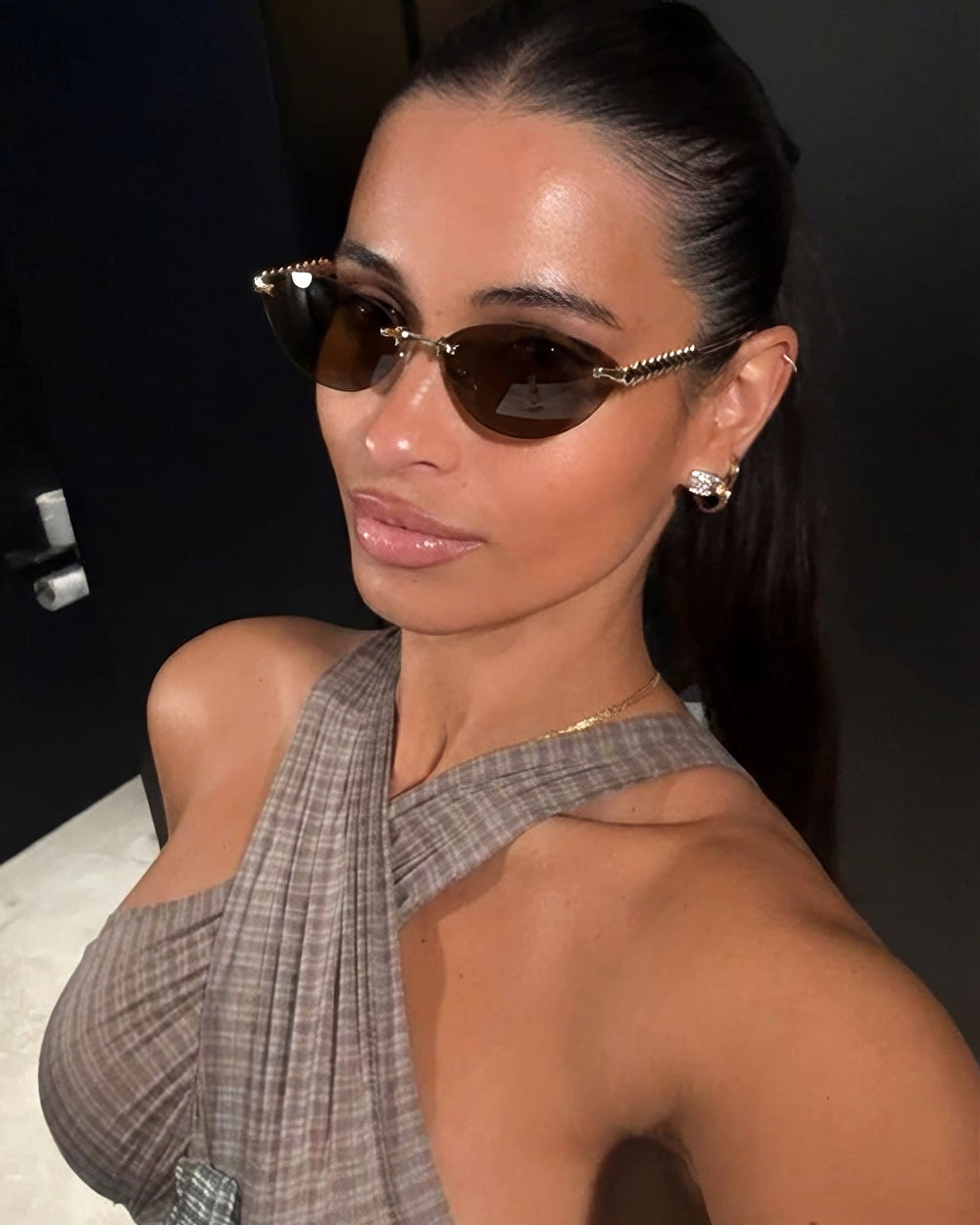 SELFIE Gold Kahve Çerçevesiz Güneş Gözlüğü